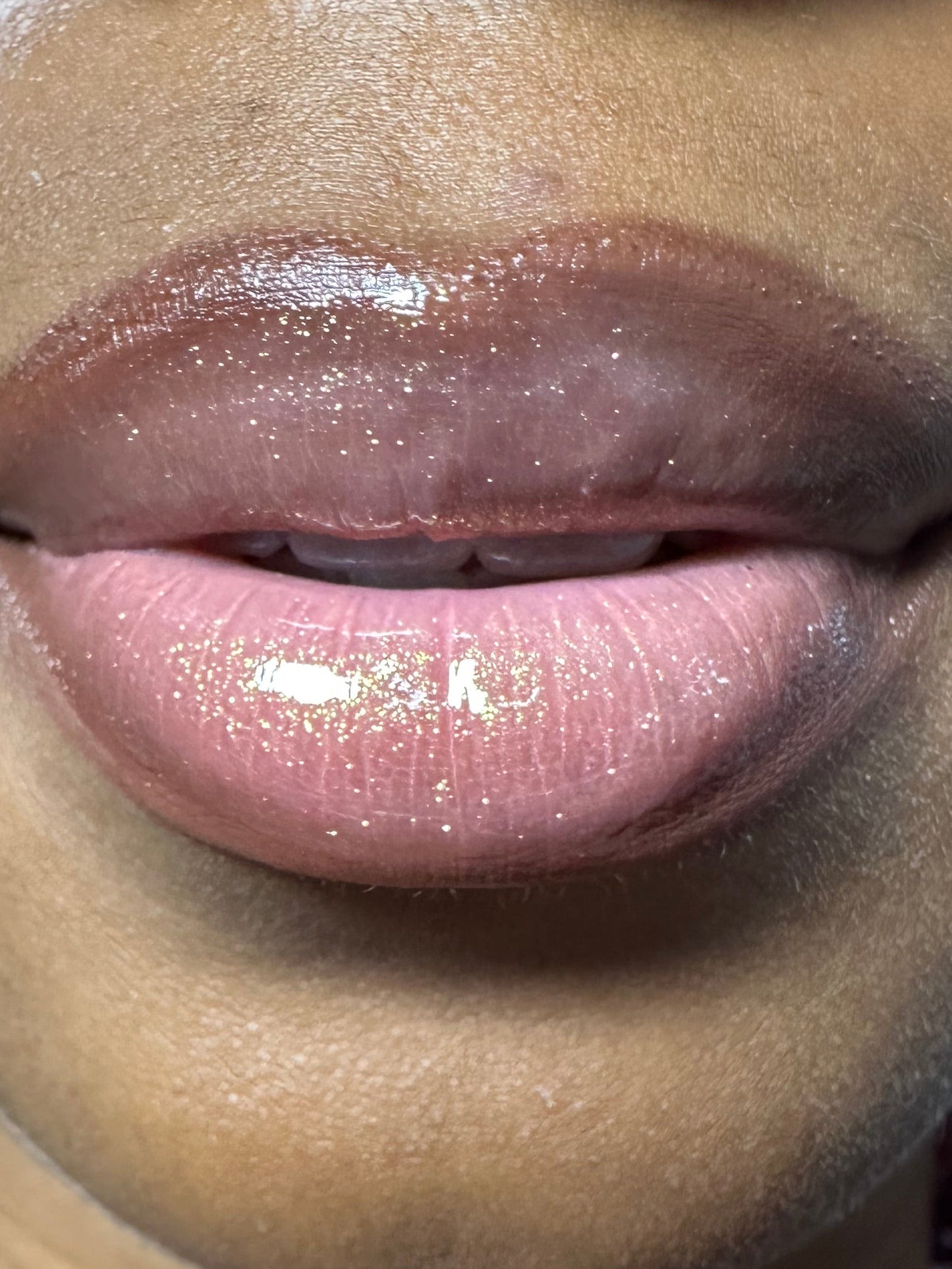 Georgia Peach Shimmer Lip Gloss – Pink Sheer Gloss with Glitter